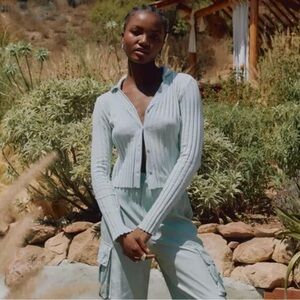 Stateside Cargo Pants/Cropped Cardigan Set Green cardigan Sz M Pants Sz S NWT